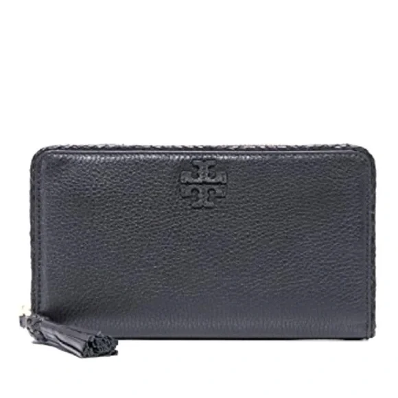 TORY BURCH Taylor Continental Wallet, Black Pebble Leather - Picture 4 of 12